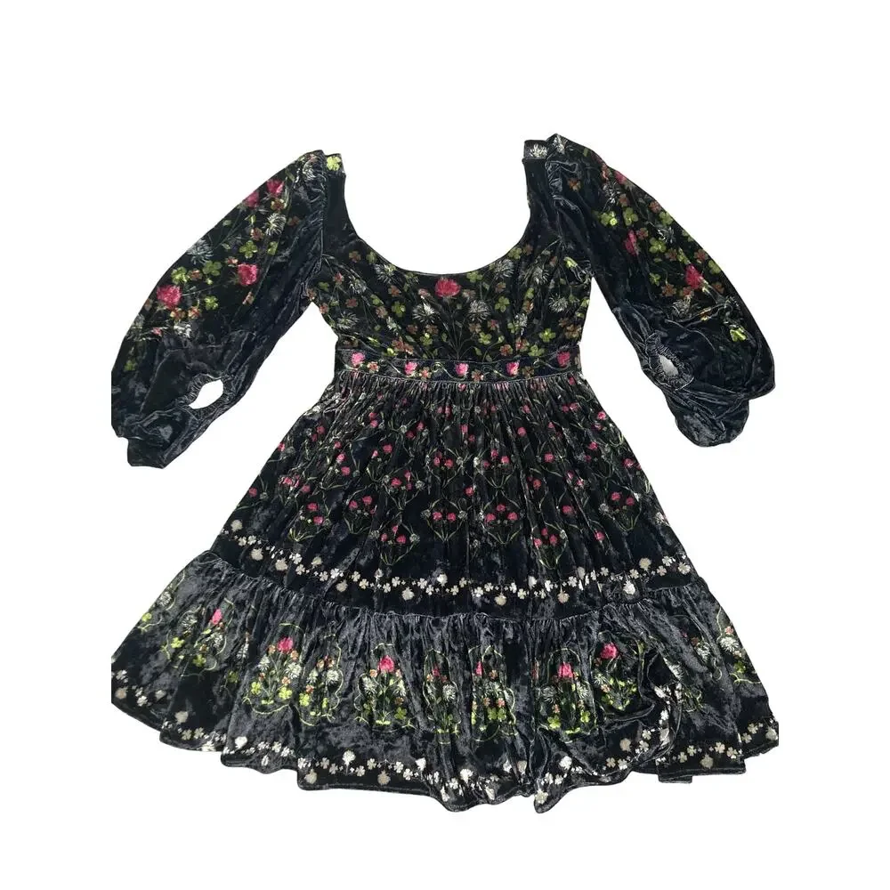 Agua Bendita Delirio Trebol Multicolored Floral Mini Dress Size: S - Picture 3 of 12